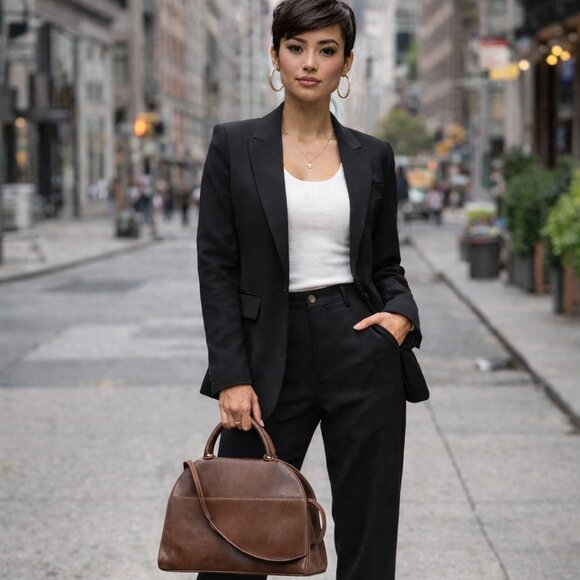 Vintage Chocolate Brown Italian Leather Handbag